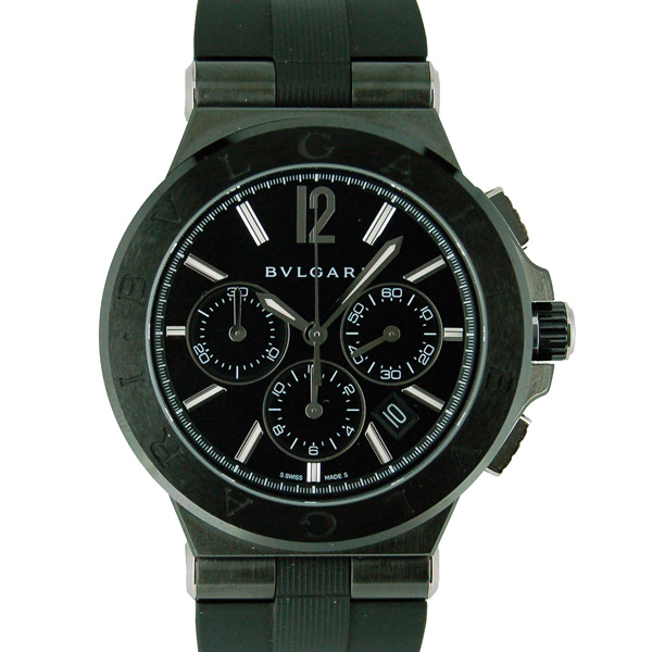 ブルガリ　BVLGARI　ディアゴノ　ウルトラネロ　クロノグラフ　DG42BBCVDCH　PVD　ラバー　USED　中古