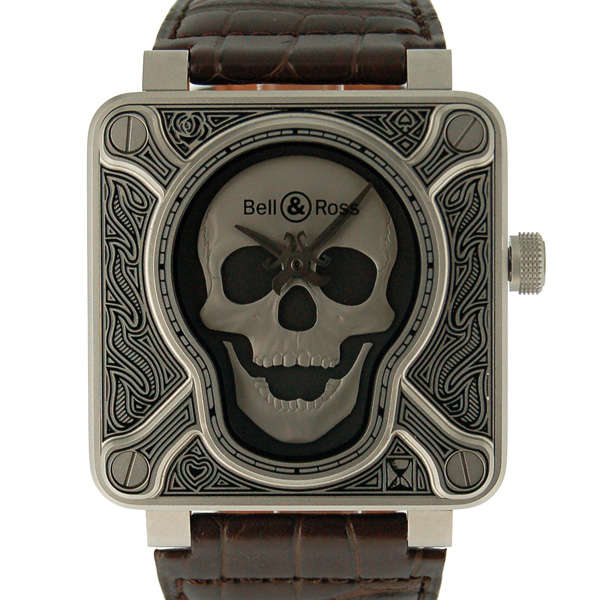 ベル＆ロス　BELL＆ROSS　BR01-92　バーニングスカル　BR01-92-SKULL-BURN　世界500本限定　革ベルト　USED　中古