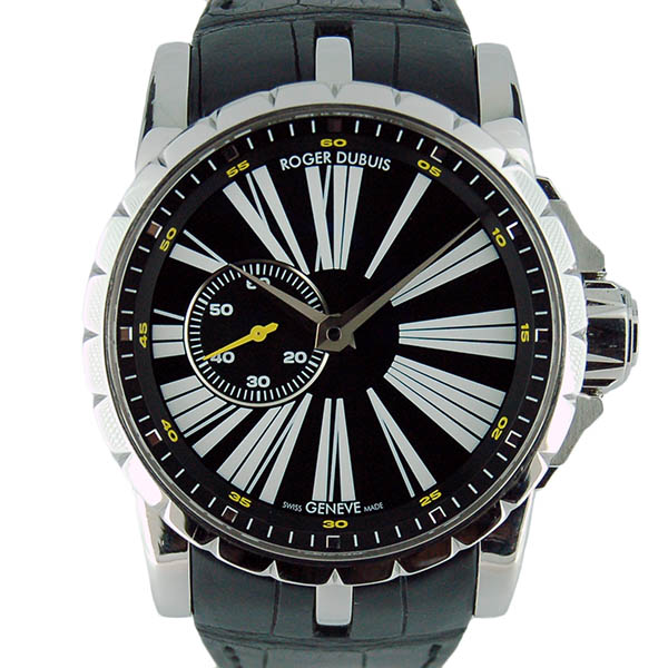 ロジェ・デュブイ　ROGER DUBUIS　エクスカリバー　RDDBEX0263　SS　45mm　ブラック　革ベルト　USED　中古