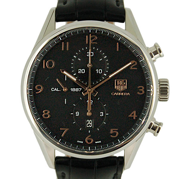 タグホイヤー　TAG HEUER　カレラクロノ　キャリバー1887　CAR2014.FC6235　ブラック　金針　革ベルト　USED　中古
