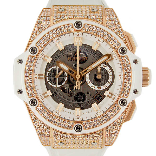 ウブロ　HUBLOT　キングパワー　ウニコ　キングゴールド　ホワイトパヴェ　701.OE.0128.GR.1704　新品同様品
