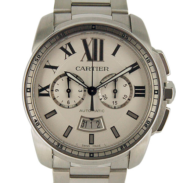 カルティエ　CARTIER　カリブル　ドゥ　カルティエ　クロノグラフ　W7100045　SS　シルバー　メンズ　USED　中古