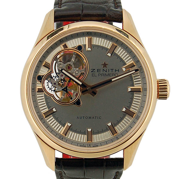 ゼニス　ZENITH　エル プリメロ　シノプシス　18.2170.4613/01.C713　シルバー　18KRG　革ベルト　USED　中古