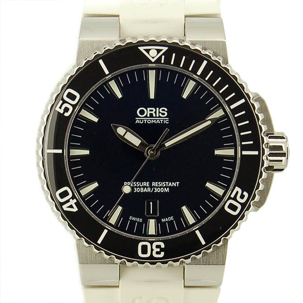 オリス　ORIS　アクイス　デイト　733 7653 4135R　SS　43mm　ブルー　ホワイトラバー　未使用品