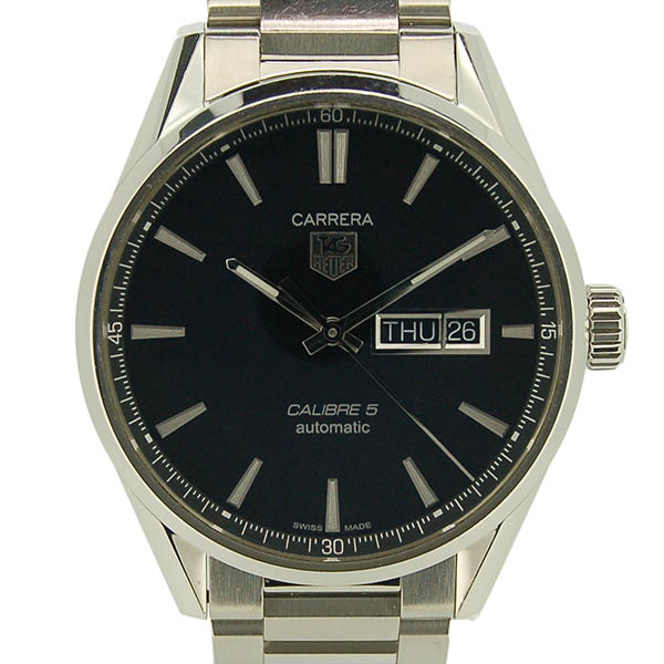 タグホイヤー　TAG HEUER　カレラ　デイデイト　キャリバー5　WAR201A.BA0723　SS　ブラック　USED　中古