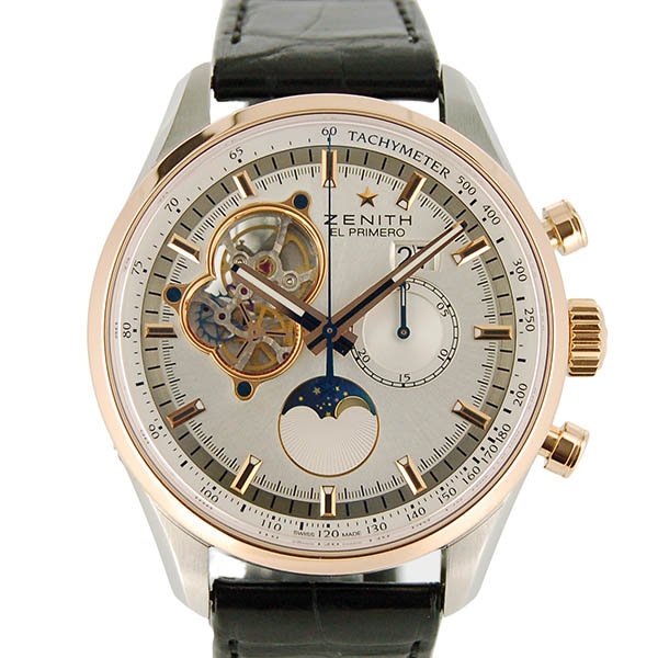 ゼニス　ZENITH　クロノマスター　グランドデイト　ムーンフェイズ　51.2160.4047/01.C713　革ベルト　USED　中古
