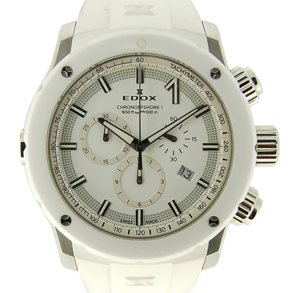 エドックス　EDOX　クロノオフショア1 クロノグラフ　10221-3B3-BIN3　SS×CE　45mm　クォーツ　USED　中古