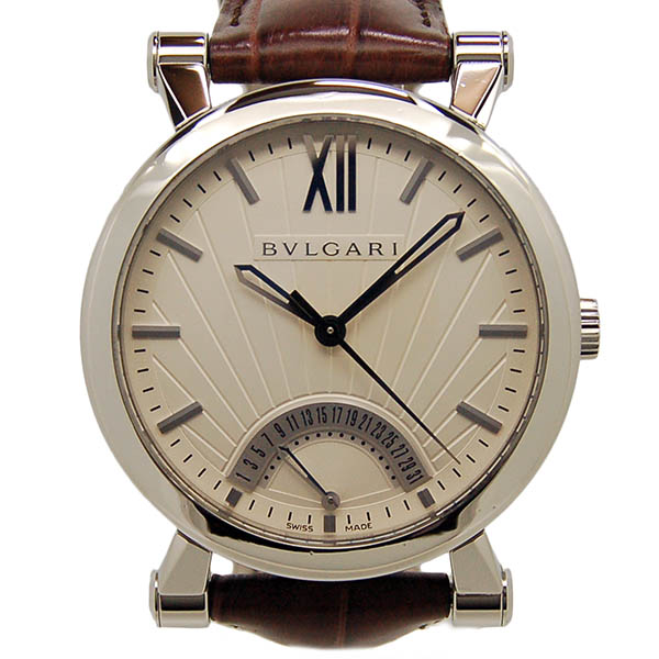ブルガリ　BVLGARI　ソティリオ　ブルガリ　SB42WSLDR　シルバー　SS　革ベルト　USED　中古