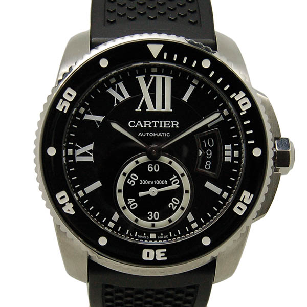カルティエ　CARTIER　カリブル　ドゥ　カルティエ　ダイバー　W7100056　メンズ　42mm　ブラック　ラバー　USED　中古