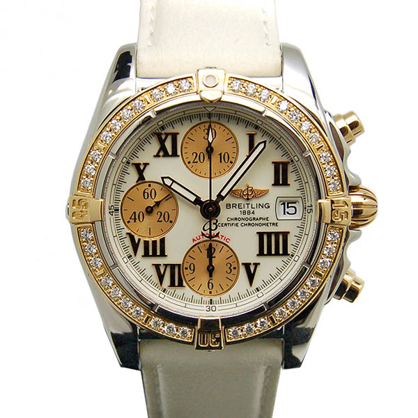 ブライトリング　BREITLING　クロノコックピット　18KPGベゼルダイヤ　C1335853/A655　SS　革ベルト　USED　中古