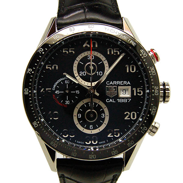 タグホイヤー　TAG HEUER　カレラタキメータークロノ　キャリバー1887　CAR2A10.FC6235　ブラック　SS　革ベルト　43mm　USED　中古