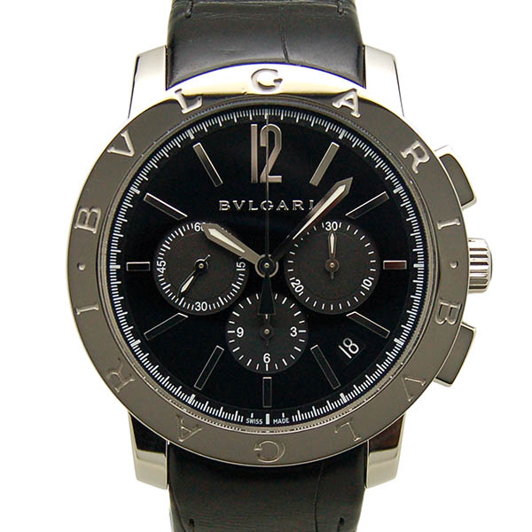 ブルガリ　BVLGARI　ブルガリブルガリ　クロノグラフ　BB41BSLDCH　メンズ　ブラック　革ベルト　USED　中古