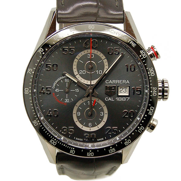 タグホイヤー　TAG HEUER　カレラタキメータークロノグラフ　キャリバー1887　CAR2A11.FC6313　アンスラサイト　SS　43mm　革ベルト　USED　中古