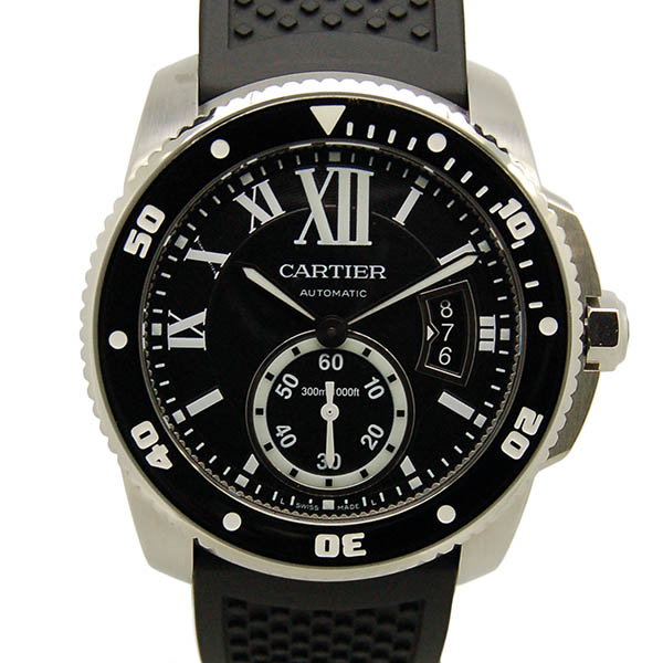 カルティエ　CARTIER　カリブル　ドゥ　カルティエ　ダイバー　W7100056　メンズ　42mm　ブラック　ラバー　USED　中古