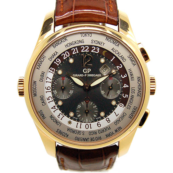 ジラール・ペルゴ　GIRARD PERREGAUX　WW.TC フィナンシャル クロノグラフ　49805-52-251-0　18KPG　グレー　革ベルト　USED  中古