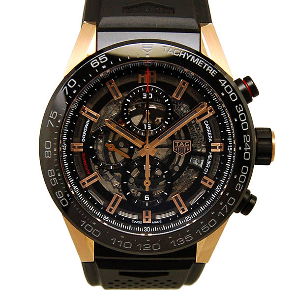 タグホイヤー　TAG HEUER　カレラ　クロノグラフ　キャリバー　ホイヤー01　CAR2A5A.FT6044　ブラック　ラバー　USED　中古