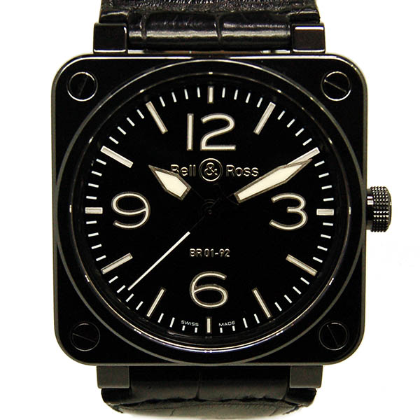 ベル＆ロス　BELL＆ROSS　BR01-92　セラミック　46mm　ブラック　革ベルト　USED　中古