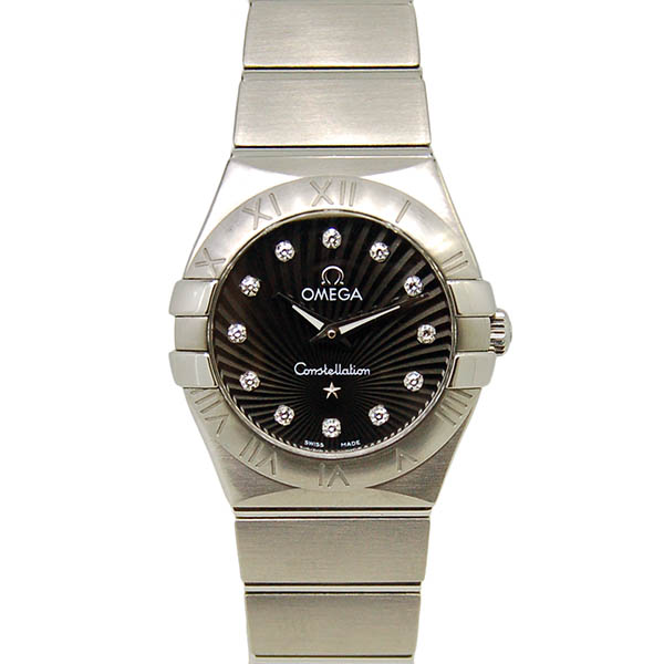 オメガ　OMEGA　コンステレーション　ブラッシュ　123.10.24.60.51.001　レディース　SS　ブラック　12Pダイヤ　USED　中古