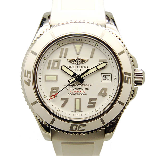 ブライトリング　BREITLING　スーパーオーシャン42  ジャパンエディション　A187AJARRC　ホワイト　42mm　ラバーベルト　SS　USED　中古
