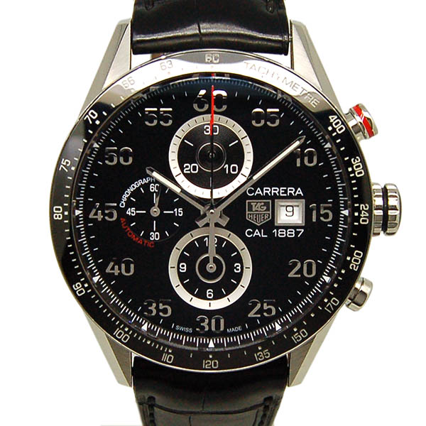 タグホイヤー　TAG HEUER　カレラタキメータークロノ　キャリバー1887　CAR2A10.FC6235　ブラック　SS　革ベルト　43mm　USED　中古
