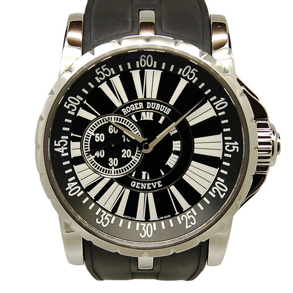 ロジェ・デュブイ　ROGER DUBUIS　エクスカリバー　EX45 77 9 9.71R　SS　45mm　ブラック　ラバーベルト　世界888本限定　USED　中古