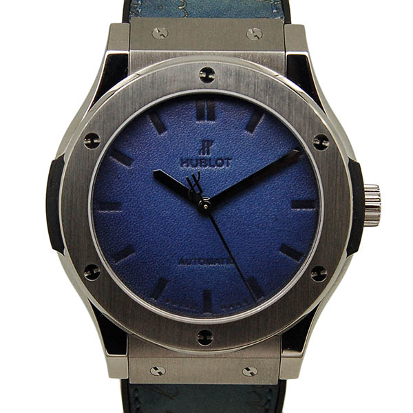 ウブロ　HUBLOT　クラシックフュージョン　ベルルッティ スクリット オーシャンブルー　511.NX.050B.VR.BER16　世界500本限定　ブルー　ベネチアレザー　45mm　USED　中古