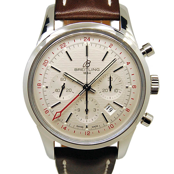 ブライトリング　BREITLING　トランスオーシャン　クロノグラフ GMT　リミテッド　S045G72KBA　シルバー　SS　革　43mm　世界2000本限定　USED　中古
