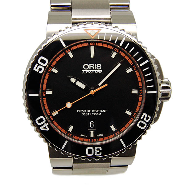 オリス　ORIS　アクイス　デイト　733 7653 4128M　ブラック　SS　USED　中古