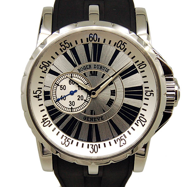 ロジェ・デュブイ　ROGER DUBUIS　エクスカリバー　EX45 77 9 3.7AR　SS　45mm　シルバー　ラバーベルト　世界888本限定　USED　中古