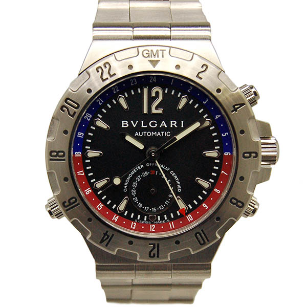 ブルガリ　BVLGARI　ディアゴノプロフェッショナルGMT　GMT40SSD　メンズ　40mm　ブラック　USED　中古