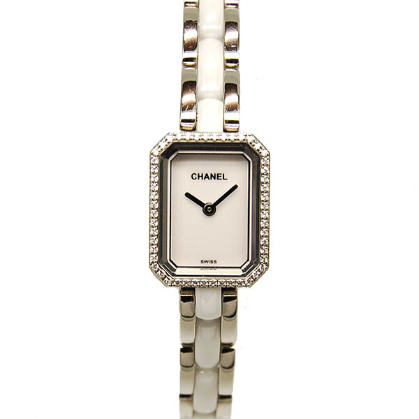 シャネル　CHANEL　プルミエール　ホワイトセラミック　H2132　ベゼルダイヤ　USED　中古
