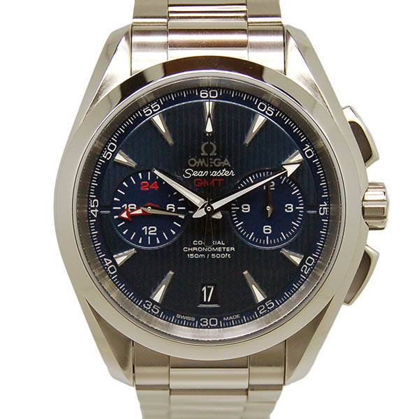オメガ　OMEGA　シーマスター　アクアテラ　クロノグラフ　GMT　231.10.43.52.03.001　メンズ　43mm　SS　ブルー　USED　中古