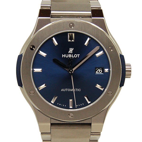 ウブロ　HUBLOT　クラシックフュージョン　チタニウム　ブレスレット　510.NX.7170.NX　45mm　ブルー　USED　中古