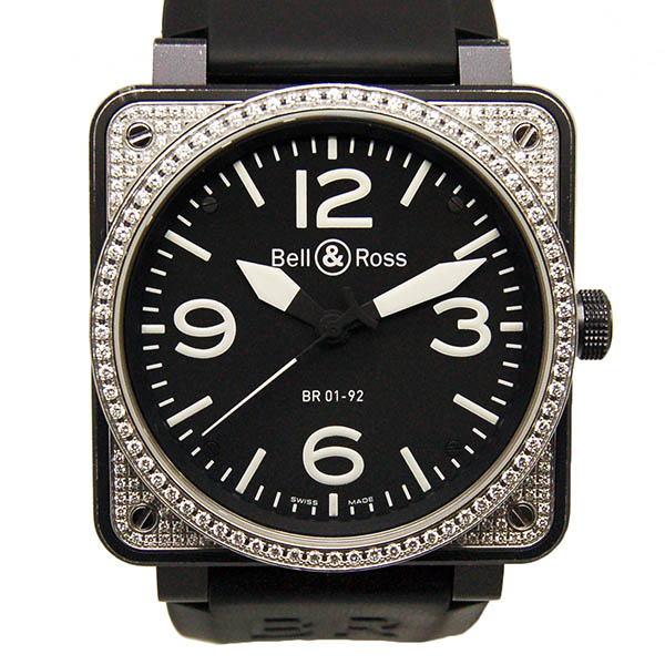 ベル＆ロス　BELL＆ROSS　BR01-92　トップダイヤモンド　SS　自動巻　ブラック　ラバー　USED　中古