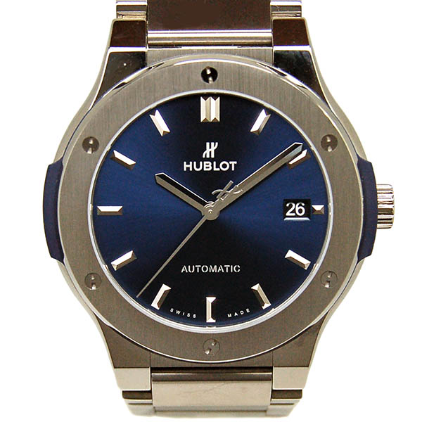ウブロ　HUBLOT　クラシックフュージョン　チタニウム　ブレスレット　510.NX.7170.NX　45mm　ブルー　USED　中古