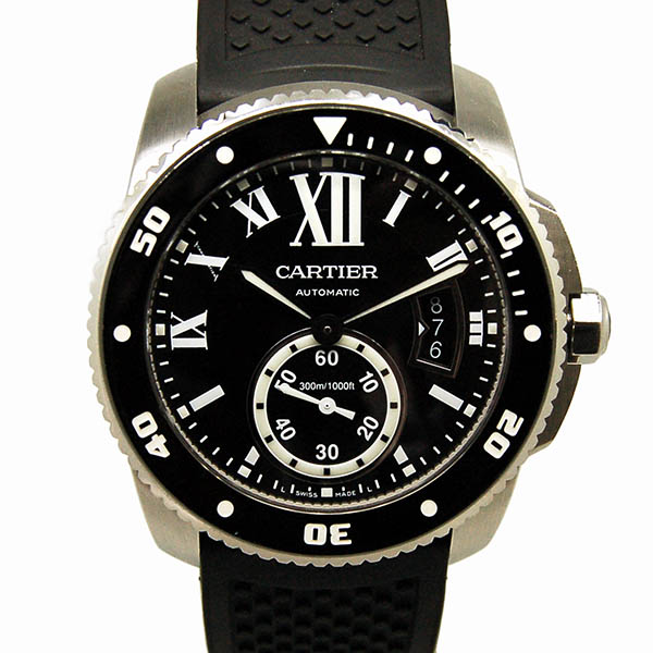 カルティエ　CARTIER　カリブル　ドゥ　カルティエ　ダイバー　W7100056　メンズ　42mm　ブラック　ラバー　USED　中古