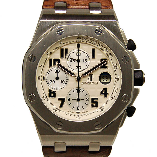 オーデマ・ピゲ　AUDEMARS PIGUET　ロイヤルオーク　オフショアクロノ サファリ　26020ST.OO.D091CR.01　アイボリー　42mm　革ベルト　USED　中古