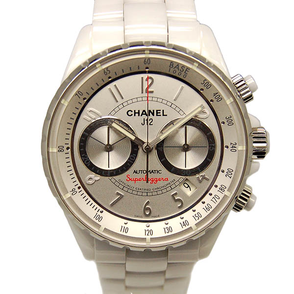 シャネル　CHANEL　J12　スーパーレッジェーラ　H3410　41mm　ホワイトセラミック　クロノグラフ　メンズ　USED　中古