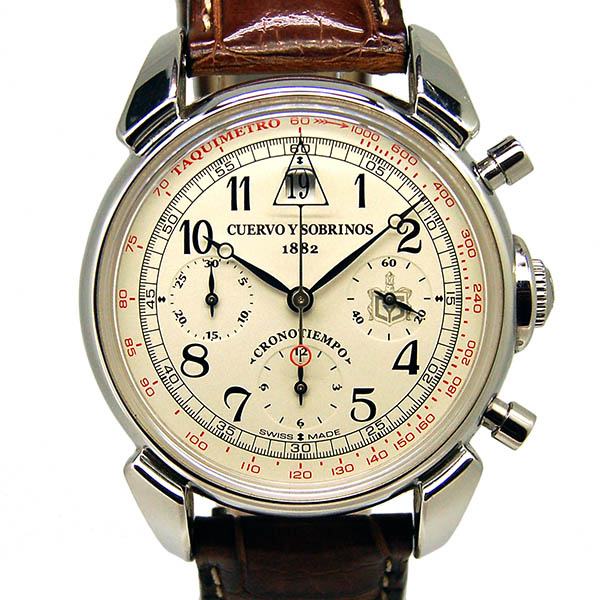 クエルボ・イ・ソブリノス　CUERVO Y SOBRINOS　トルピード ヒストリアドール クロノテンポ　3197-1B　ホワイト　41mm　USED　中古