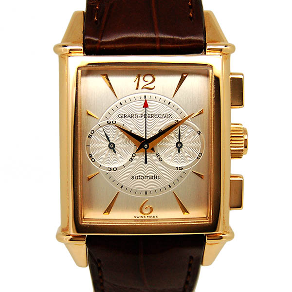 ジラール・ペルゴ　GIRARD PERREGAUX　ヴィンテージ1945　クロノグラフ　25990.0.52.1161　18KPG　30×46mm　シルバー　革ベルト　USED  中古