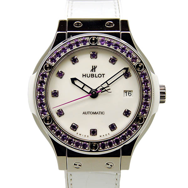 ウブロ　HUBLOT　クラシックフュージョン　ウーマニティ　565.NE.2210.VR.1205.WTY15　アメジスト　世界100本限定　38mm　ホワイト　USED　中古