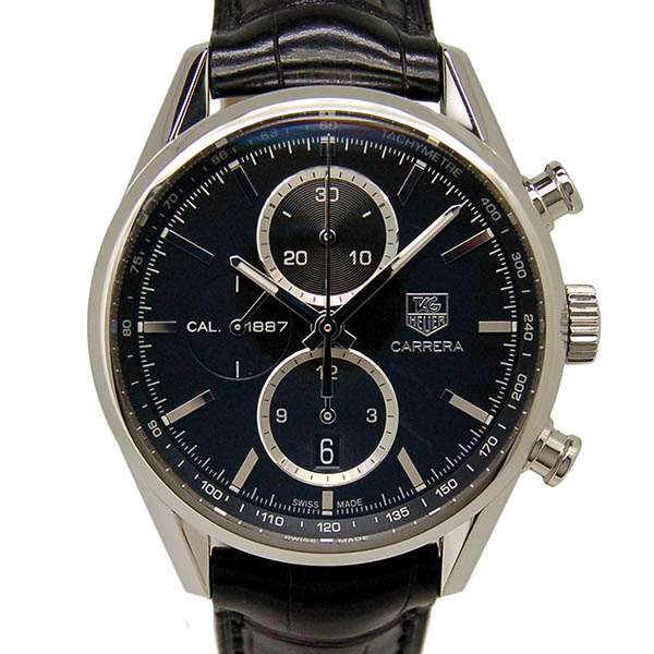 タグホイヤー　TAG HEUER　カレラクロノ　キャリバー1887　CAR2110.FC6266　41mm　SS　ブラック　革ベルト　USED　中古