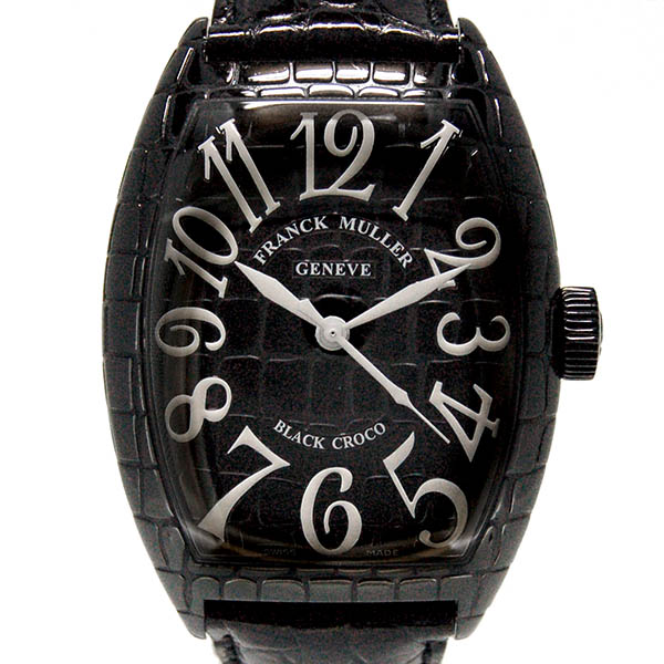 フランクミュラー　FRANCK MULLER　トノーカーベックス　ブラッククロコ　9880SC BLK CRO　メンズ　PVD　USED　中古