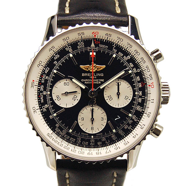 ブライトリング　BREITLING　ナビタイマー01　A022B01KBA　自動巻　ブラック　SS　革　43mm　USED　中古