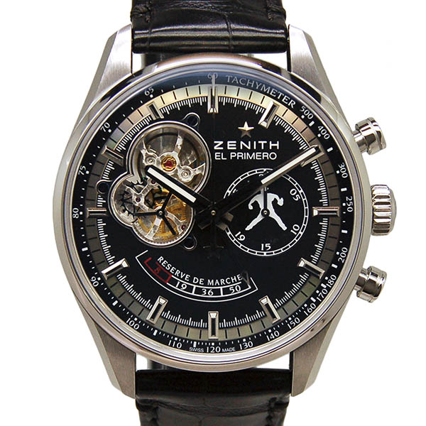 ゼニス　ZENITH　エルプリメロ クロノマスター パワーリザーブ 上原浩治モデル　03.20810.4021/27.C496　世界50本限定　SS　42mm　ブラック　革　Dバックル　未使用品