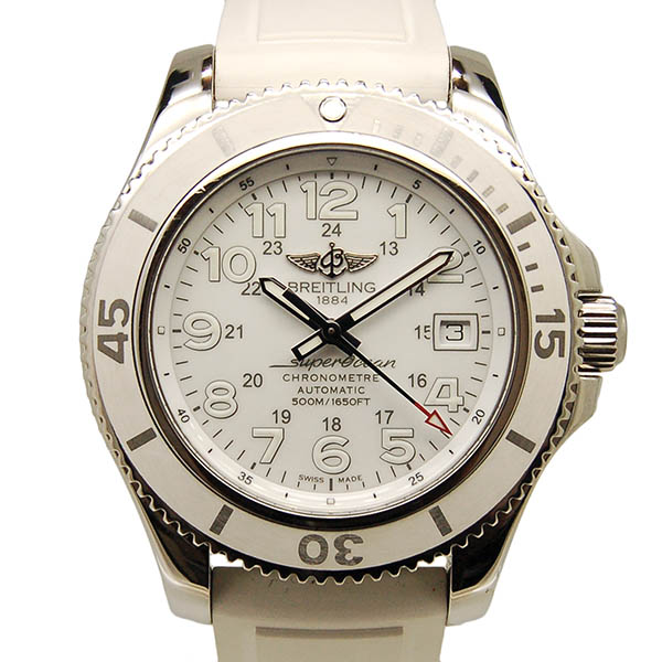 ブライトリング　BREITLING　スーパーオーシャン42  ジャパンエディション　A187AJARRC　ホワイト　42mm　ラバーベルト　SS　USED　中古