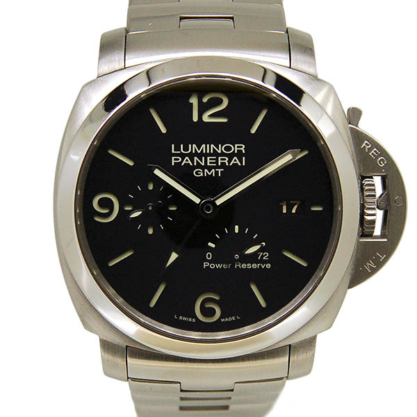 パネライ　PANERAI　ルミノール1950　3デイズ　GMTパワーリザーブ　PAM00347　SS　44mm　ブラック　自動巻　USED　中古