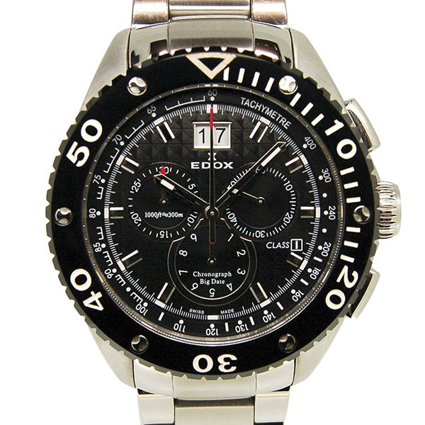 エドックス　EDOX　クロノオフショア1 クロノグラフ　10017-3-NIN2　SS×CE　45mm　クォーツ　USED　中古