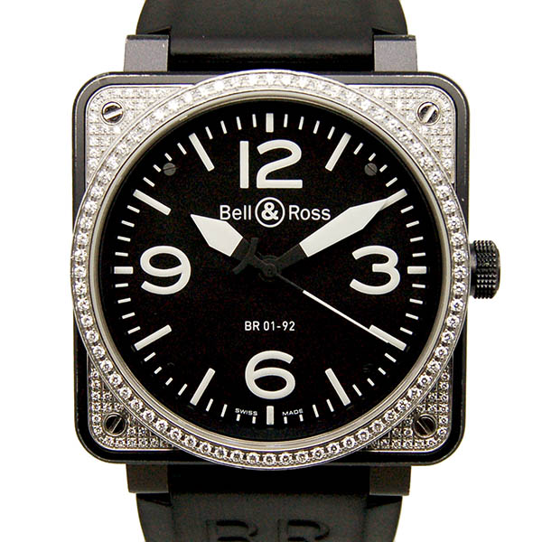 ベル＆ロス　BELL＆ROSS　BR01-92　トップダイヤモンド　SS　自動巻　ブラック　ラバー　USED　中古