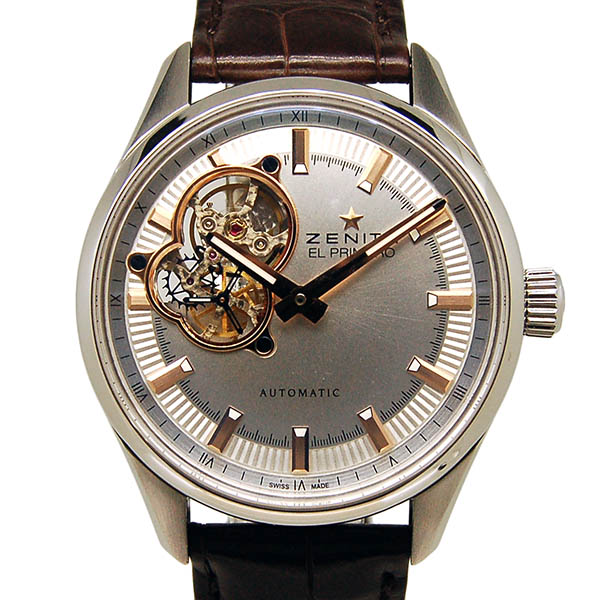 ゼニス　ZENITH　エルプリメロ　シノプシス 03.2170.4613/01.C713　SS　シルバー　革ベルト　USED　中古